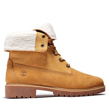 Timberland Női Jayne Fleece Fold-Down 6 Inch Bakancs Teve